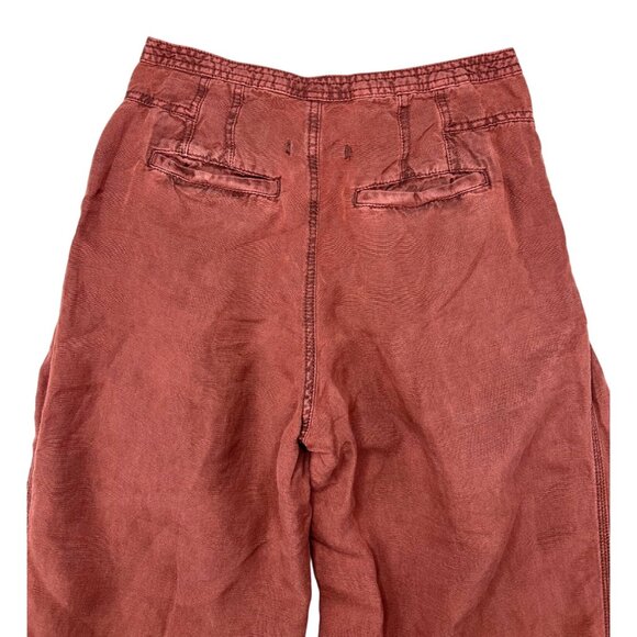 Free People Womens Lotta Love Linen Rust High-Waisted Wide-Leg Pants Size 4 - Picture 11 of 14